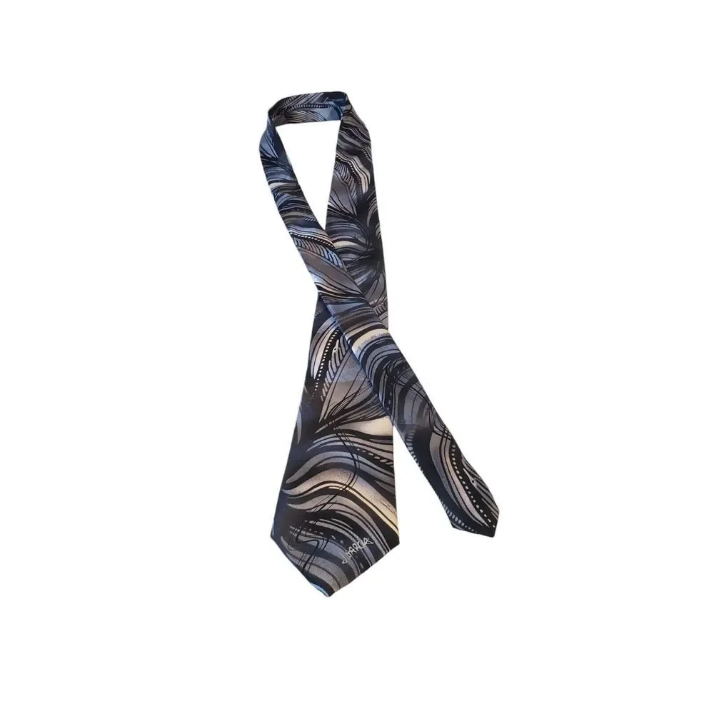J Garcia 'Riptide'‎  Neck Tie Mens Black Gray Abstract Collectors Edition Silk